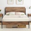 Twin Platform Bed with Guardrails for Kids Teens Adults Gray 4