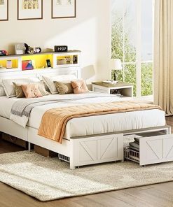 Yoobure Full Size Bed Frame with Headboard and Charging Station 2
