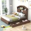 Queen Size Storage Bed Frame with Wingback Headboard and Velvet Upholstery 3
