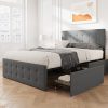 Queen Size Rattan Headboard Bed Frame with Strong Metal Support 4
