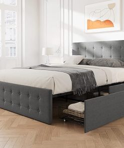 Alkmaar Full Size Upholstered Platform Bed Frame with Storage Drawers Alkmaar Full Size Upholstered Platform Bed Frame with Storage Drawers