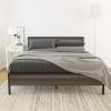 Allewie Queen Bed Frame with Rustic Headboard Sturdy Metal Construction 3