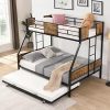 Olela Twin Over Full Bunk Bed with Trundle Heavy Duty Metal Frame