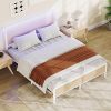 Full Size Bed Frame with LED Lights USB Ports Adjustable Headboard 3