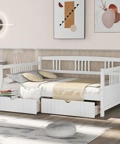 Harper Bright Full Daybed Frame with Storage Drawers No Box Spring