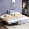 Merax Full Size Upholstery Platform Bed with Trundle for Kids and Adults