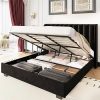 Black Full Size Bed Frame with Charging Station and LED Support 4