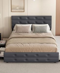 EDWZK Queen Bed Frame with Storage Drawers and Twin Trundle 2