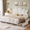 VECELO Queen Bed Frame Metal Platform Wooden Headboard No Box Spring 4