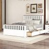 Full Size Bed Frame with Storage Drawers and Wooden Slat Support