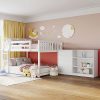 White Full Over Full Bunk Bed with Storage and Drawers for Kids
