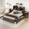 Harper Bright Designs Queen Wooden Platform Bed with Headboard White 3