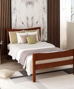 PURLove Twin Bed Frame with Headboard Footboard Wood Slat Support 2