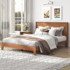 Galano Weiss Clara Wood Platform Queen Bed Frame with Headboard, Fit 60” x 80” Mattress Foundation with Wood Slat Support, No Box Spring Needed, 64.5″ L x 85.5″ W x 40.3″ H, Amber Walnut