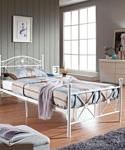 Modern Farmhouse Metal Twin Platform Bed by Modway in White