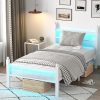 Queen Bed Frame with Modern Wood Headboard and Heavy Duty Metal 3