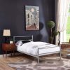 Modway Alina Twin Size Metal Bed Frame with Headboard in Gray