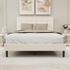 Queen Size Metal Bed Frame with Walnut Grain Finish, 4000 lbs Support 4