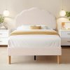 Twin Size Race Car Platform Bed Frame with Wheels for Teens Blue Yellow 3