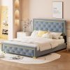 Queen Canopy Bed with Twin Trundle and Storage Drawers in Grey 4