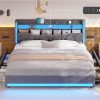 Jocisland Queen Bed Frame Velvet Upholstered with Tall Headboard 3