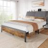 Tufted Button Trim Full Size Bed Frame with Upholstered Headboard 3