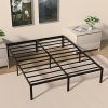 VECELO Queen Platform Bed Frame with Rustic Wood Headboard and Metal Slats 4