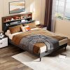 Anwick Queen Bed Frame with LED Lights USB Ports and Storage Headboard 4