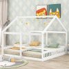 Twin House Platform Beds for Kids with Roof and Window, Easy Install