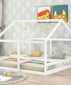 Twin House Platform Beds for Kids with Roof and Window, Easy Install Twin House Platform Beds for Kids with Roof and Window, Easy Install