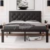 SHA CERLIN Upholstered Platform Bed Frame with Tufted Velvet Headboard 4
