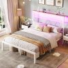 Merax Twin Wood Platform Bed with Drawers and Headboard in White 3