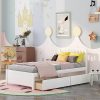 Harper Bright Twin Bed Frame with Drawers in White Wooden Design