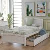 LZ Leisure Zone Twin Bed Frame with Drawers and Headboard in White 3 LZ Leisure Zone Twin Bed Frame with Drawers and Headboard in White 3