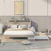 Modern Upholstered Full Bed Frame with Adjustable Headboard and Slats 3