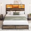 King Size Bed Frame with 4 Storage Drawers and Charging Station 3