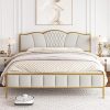 Modern King Size Upholstered Bed Frame with Tufted Headboard