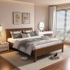 Scandinavian Natural Wood Bed Frame with Rectangular Headboard 4