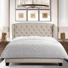 Giantex Modern Upholstered Full Size Bed Frame with Diamond Headboard 4