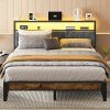 Yaheetech Queen Upholstered Bed Frame with Tufted Headboard Light Gray 4
