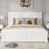 Farmhouse Queen Bed Frame 54″ Tall with Storage Drawers Antique White 3 Farmhouse Queen Bed Frame 54″ Tall with Storage Drawers Antique White 3