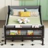 Farmhouse Queen Bed Frame with LED Lights and Charging Station  
Wooden Platform Bed Frame with Storage and Bookcase Headboard  
Rustic Accent Bed with Sliding Door and No Box Spring Needed 3