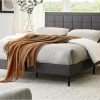Queen Size Metal Platform Bed Frame with Storage and LED Headboard 3