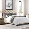 Modern Queen Bed Frame with Charging Station and LED Lights Ivory 3