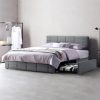 Queen Size Upholstered Platform Bed Frame with Wing Headboard 3