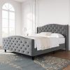 Idealhouse King Size Bed Frame with Headboard, Linen Upholstered Grey 3