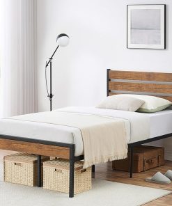 Twin Size Bed Frame with Wood Headboard and Storage – No Box Spring