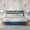 GAOMON Queen Bed Frame with Charging Station and Storage Shelf Grey 4