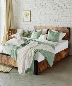 Rustic Full Size Bed Frame with 4 Storage Drawers and Headboard 2