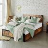 Wood Queen Size Bed Frame with Headboard and Slat Support in White 3